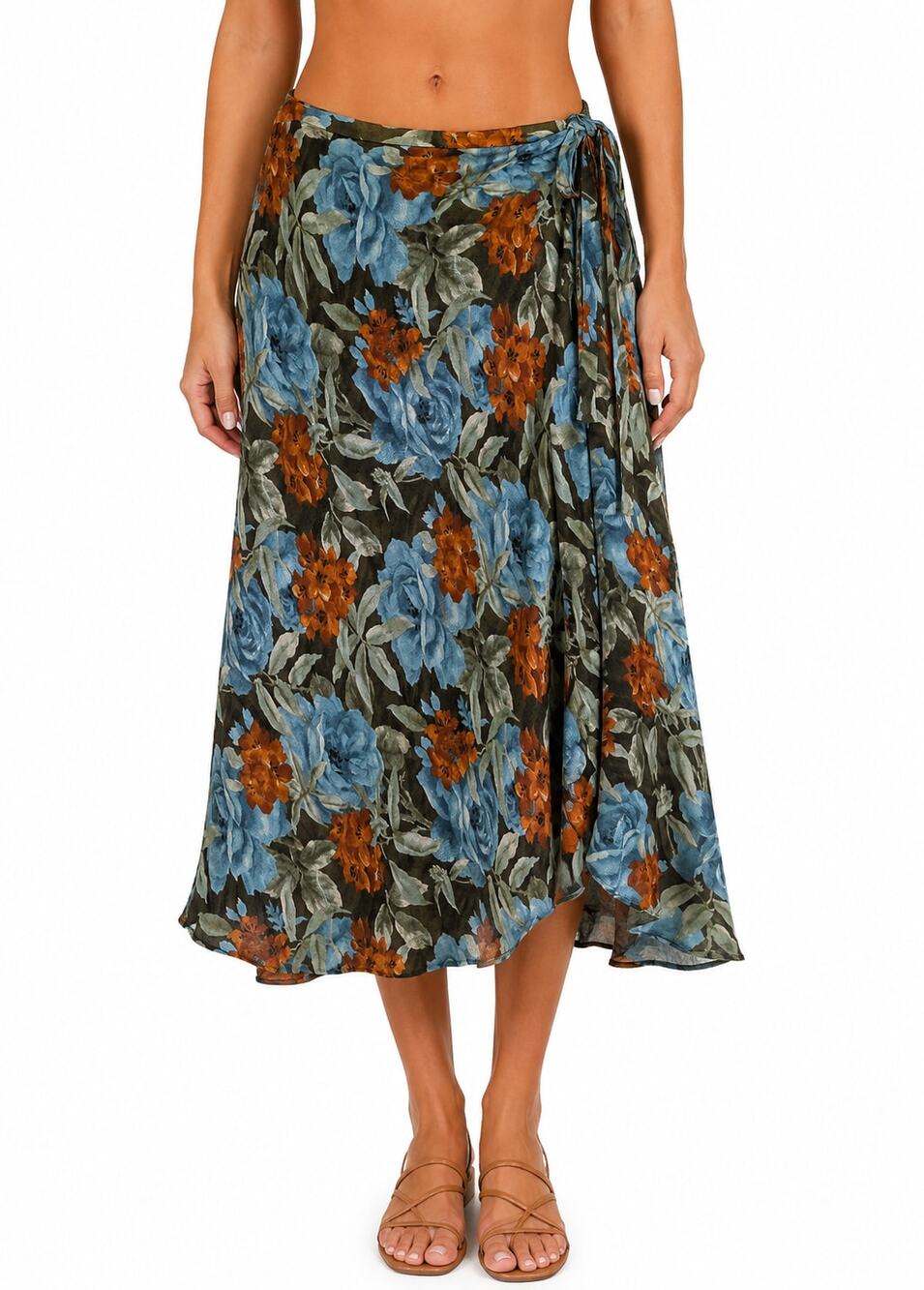 ​Jones New York Country 90s Moody Floral Wrap Skirt Wool Blend Fits Medium/OS